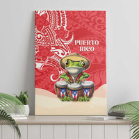 Puerto Rico Canvas Wall Art Coqui Frog With Polynesian Pattern - Polynesian Pride