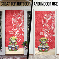 Puerto Rico Door Cover Coqui Frog With Polynesian Pattern - Polynesian Pride