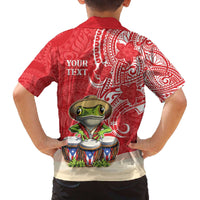 Personalized Puerto Rico Family Matching Off The Shoulder Long Sleeve Dress and Hawaiian Shirt Coqui Frog With Polynesian Pattern - Polynesian Pride