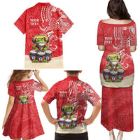 Personalized Puerto Rico Family Matching Puletasi and Hawaiian Shirt Coqui Frog With Polynesian Pattern - Polynesian Pride
