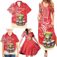 Personalized Puerto Rico Family Matching Summer Maxi Dress and Hawaiian Shirt Coqui Frog With Polynesian Pattern - Polynesian Pride