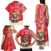 Personalized Puerto Rico Family Matching Tank Maxi Dress and Hawaiian Shirt Coqui Frog With Polynesian Pattern - Polynesian Pride