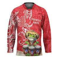 Personalized Puerto Rico Hockey Jersey Coqui Frog With Polynesian Pattern - Polynesian Pride