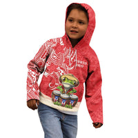 Personalized Puerto Rico Kid Hoodie Coqui Frog With Polynesian Pattern - Polynesian Pride