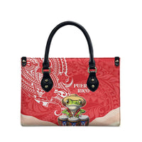 Puerto Rico Leather Bag Coqui Frog With Polynesian Pattern - Polynesian Pride