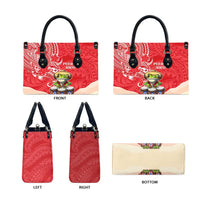 Puerto Rico Leather Bag Coqui Frog With Polynesian Pattern - Polynesian Pride