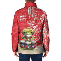 Personalized Puerto Rico Padded Jacket Coqui Frog With Polynesian Pattern - Polynesian Pride