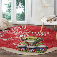 Puerto Rico Round Carpet Coqui Frog With Polynesian Pattern - Polynesian Pride