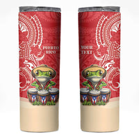 Personalized Puerto Rico Skinny Tumbler Coqui Frog With Polynesian Pattern - Polynesian Pride