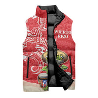 Personalized Puerto Rico Sleeveless Puffer Jacket Coqui Frog With Polynesian Pattern - Polynesian Pride