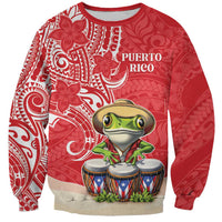 Personalized Puerto Rico Sweatshirt Coqui Frog With Polynesian Pattern - Polynesian Pride
