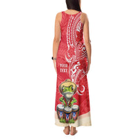 Personalized Puerto Rico Tank Maxi Dress Coqui Frog With Polynesian Pattern - Polynesian Pride