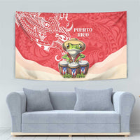 Puerto Rico Tapestry Coqui Frog With Polynesian Pattern - Polynesian Pride