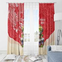Puerto Rico Window Curtain Coqui Frog With Polynesian Pattern - Polynesian Pride