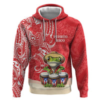 Personalized Puerto Rico Zip Hoodie Coqui Frog With Polynesian Pattern - Polynesian Pride