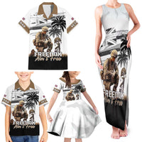 Hawaii Veterans Day Family Matching Tank Maxi Dress and Hawaiian Shirt Honor The Fallen Flag Grunge Style