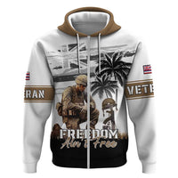 Hawaii Veterans Day Hoodie Honor The Fallen Flag Grunge Style LT05 Zip Hoodie White - Polynesian Pride