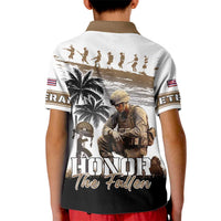 Hawaii Veterans Day Kid Polo Shirt Honor The Fallen Flag Grunge Style