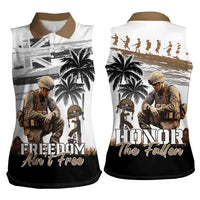 Hawaii Veterans Day Women Sleeveless Polo Shirt Honor The Fallen Flag Grunge Style