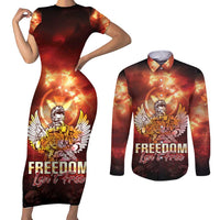 Hawaii Veterans Day Couples Matching Short Sleeve Bodycon Dress and Long Sleeve Button Shirt May We Never Forget Freedom Isn't Free LT05 Red - Polynesian Pride