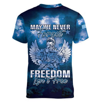 Federated States of Micronesia Veterans Day Women V-Neck T-Shirt May We Never Forget Freedom Isn't Free