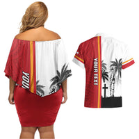French Polynesia Armistice Day Couples Matching Off Shoulder Short Dress and Hawaiian Shirt Lest We Forget Flag Style