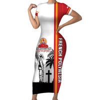 French Polynesia Armistice Day Family Matching Short Sleeve Bodycon Dress and Hawaiian Shirt Lest We Forget Flag Style