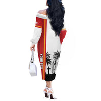 French Polynesia Armistice Day Off The Shoulder Long Sleeve Dress Lest We Forget Flag Style LT05 - Polynesian Pride