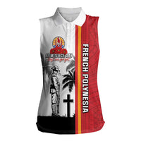 French Polynesia Armistice Day Women Sleeveless Polo Shirt Lest We Forget Flag Style LT05 Female Red - Polynesian Pride