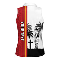 French Polynesia Armistice Day Women Sleeveless Polo Shirt Lest We Forget Flag Style LT05 - Polynesian Pride