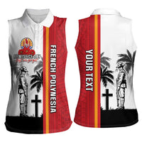 French Polynesia Armistice Day Women Sleeveless Polo Shirt Lest We Forget Flag Style LT05 - Polynesian Pride