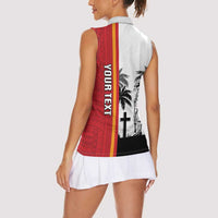 French Polynesia Armistice Day Women Sleeveless Polo Shirt Lest We Forget Flag Style LT05 - Polynesian Pride