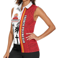 French Polynesia Armistice Day Women Sleeveless Polo Shirt Lest We Forget Flag Style LT05 - Polynesian Pride