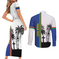 New Caledonia Armistice Day Couples Matching Short Sleeve Bodycon Dress and Long Sleeve Button Shirt Lest We Forget Flag Style