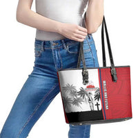 Wallis and Futuna Armistice Day Leather Tote Bag Lest We Forget Flag Style