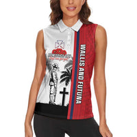 Wallis and Futuna Armistice Day Women Sleeveless Polo Shirt Lest We Forget Flag Style