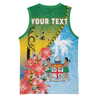 Personalised Malampa Fiji Day Basketball Jersey Tribal Pattern With Tropical Flowers - Polynesian Pride