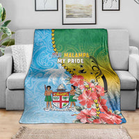 Malampa Fiji Day Blanket Tribal Pattern With Tropical Flowers - Polynesian Pride