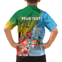 Personalised Malampa Fiji Day Family Matching Tank Maxi Dress and Hawaiian Shirt Tribal Pattern With Tropical Flowers - Polynesian Pride