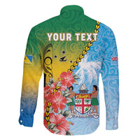 Personalised Malampa Fiji Day Family Matching Tank Maxi Dress and Hawaiian Shirt Tribal Pattern With Tropical Flowers - Polynesian Pride