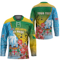 Personalised Malampa Fiji Day Hockey Jersey Tribal Pattern With Tropical Flowers LT05 - Polynesian Pride