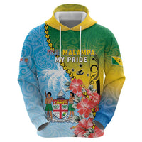Personalised Malampa Fiji Day Hoodie Tribal Pattern With Tropical Flowers - Polynesian Pride
