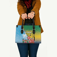 Malampa Fiji Day Leather Bag Tribal Pattern With Tropical Flowers LT05 - Polynesian Pride
