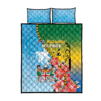 Malampa Fiji Day Quilt Bed Set Tribal Pattern With Tropical Flowers - Polynesian Pride