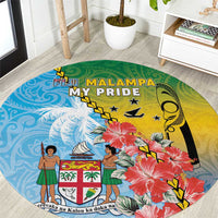 Malampa Fiji Day Round Carpet Tribal Pattern With Tropical Flowers LT05 Colorful - Polynesian Pride