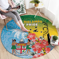 Malampa Fiji Day Round Carpet Tribal Pattern With Tropical Flowers LT05 - Polynesian Pride