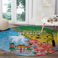 Malampa Fiji Day Round Carpet Tribal Pattern With Tropical Flowers LT05 - Polynesian Pride