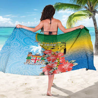 Malampa Fiji Day Sarong Tribal Pattern With Tropical Flowers - Polynesian Pride