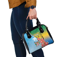 Malampa Fiji Day Shoulder Handbag Tribal Pattern With Tropical Flowers LT05 - Polynesian Pride