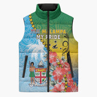 Personalised Malampa Fiji Day Sleeveless Puffer Jacket Tribal Pattern With Tropical Flowers - Polynesian Pride